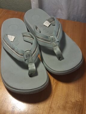 Chaco Pastel Blue Fabric Strap Thong Sandals Size 11 Womens